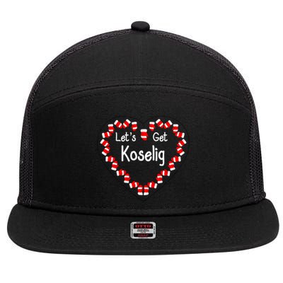 LetS Get Koselig Cosy Mitten Heart Koselig Meaningful Gift 7 Panel Mesh Trucker Snapback Hat