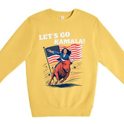 LetS Go Kamala Blue Text Election 2024 Premium Crewneck Sweatshirt