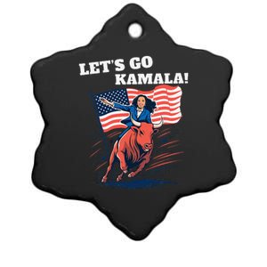 LetS Go Kamala Blue Text Election 2024 Ceramic Star Ornament