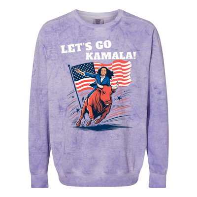 LetS Go Kamala Blue Text Election 2024 Colorblast Crewneck Sweatshirt