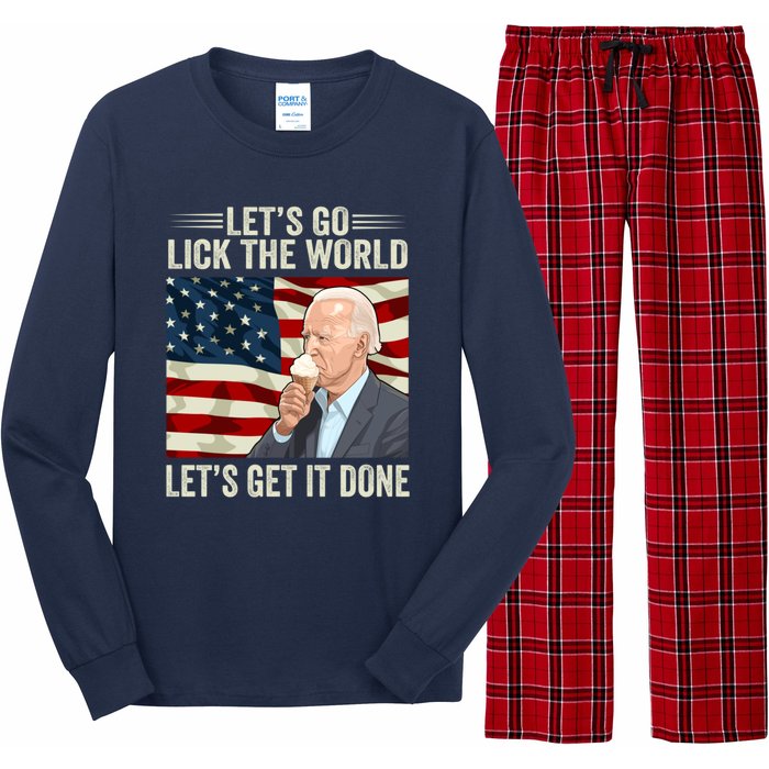 Let's Go Lick The World, Let's Get It Done Funny Joe Biden Long Sleeve Pajama Set