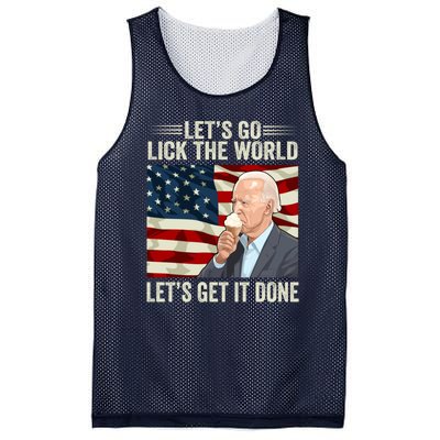 Let's Go Lick The World, Let's Get It Done Funny Joe Biden Mesh Reversible Basketball Jersey Tank