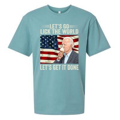 Let's Go Lick The World, Let's Get It Done Funny Joe Biden Sueded Cloud Jersey T-Shirt