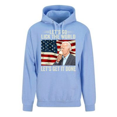 Let's Go Lick The World, Let's Get It Done Funny Joe Biden Unisex Surf Hoodie