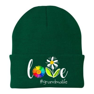 Love Grandma Life Wildlife Flower Knit Cap Winter Beanie