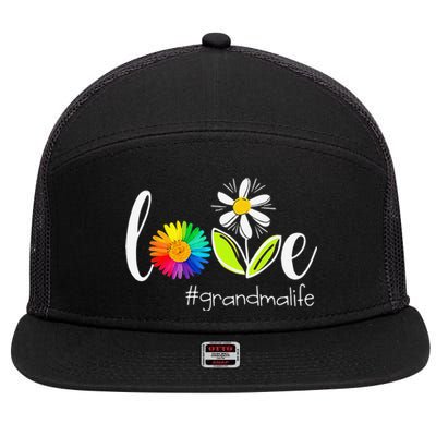 Love Grandma Life Wildlife Flower 7 Panel Mesh Trucker Snapback Hat