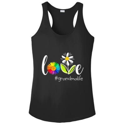 Love Grandma Life Wildlife Flower Ladies PosiCharge Competitor Racerback Tank