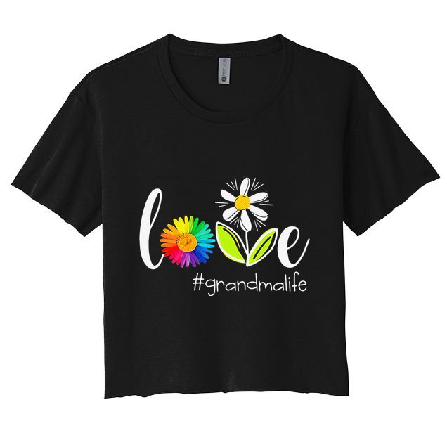 Love Grandma Life Wildlife Flower Crop Top
