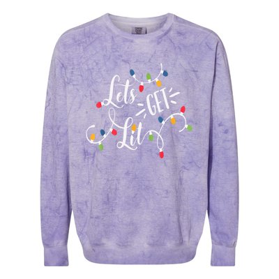 Let's Get Lit Funny Christmas Lights Xmas Maching Pijama TShirt Colorblast Crewneck Sweatshirt