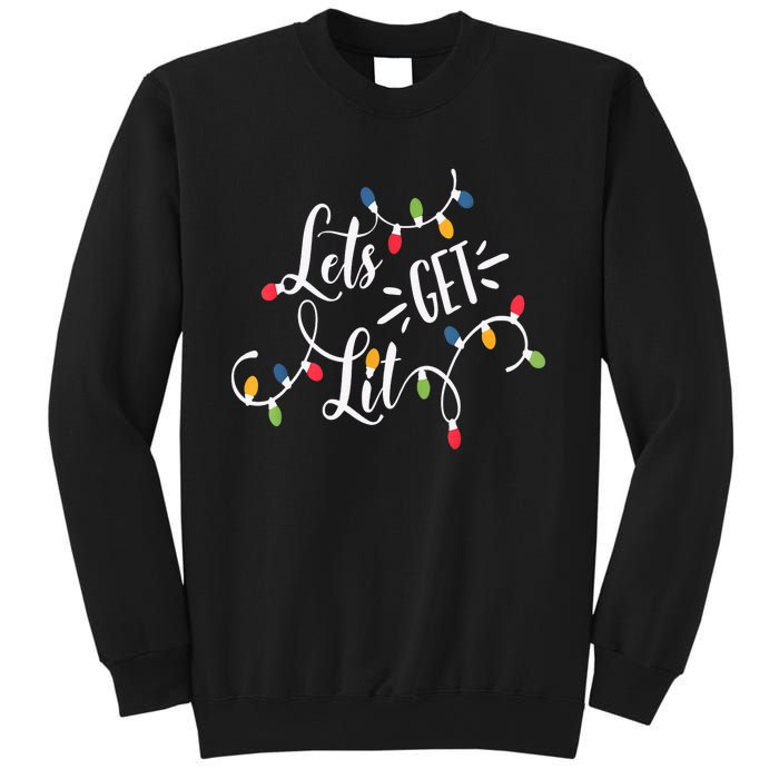 Let's Get Lit Funny Christmas Lights Xmas Maching Pijama TShirt Sweatshirt