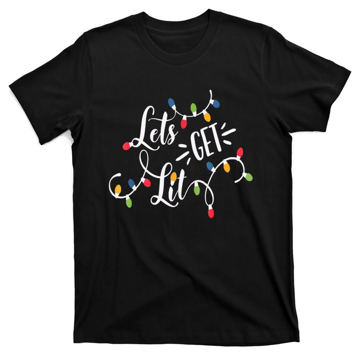 Let's Get Lit Funny Christmas Lights Xmas Maching Pijama TShirt T-Shirt