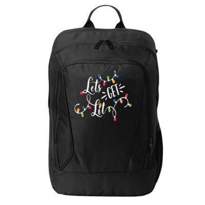 Let's Get Lit Funny Christmas Lights Xmas Maching Pijama TShirt City Backpack