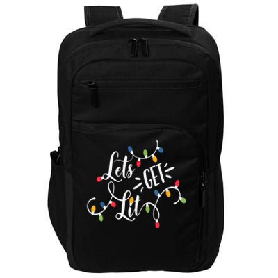 Let's Get Lit Funny Christmas Lights Xmas Maching Pijama TShirt Impact Tech Backpack