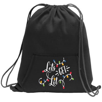 Let's Get Lit Funny Christmas Lights Xmas Maching Pijama TShirt Sweatshirt Cinch Pack Bag