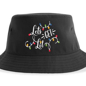 Let's Get Lit Funny Christmas Lights Xmas Maching Pijama TShirt Sustainable Bucket Hat