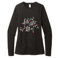 Let's Get Lit Funny Christmas Lights Xmas Maching Pijama TShirt Womens CVC Long Sleeve Shirt