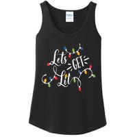 Let's Get Lit Funny Christmas Lights Xmas Maching Pijama TShirt Ladies Essential Tank