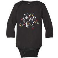 Let's Get Lit Funny Christmas Lights Xmas Maching Pijama TShirt Baby Long Sleeve Bodysuit