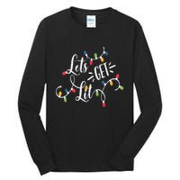 Let's Get Lit Funny Christmas Lights Xmas Maching Pijama TShirt Tall Long Sleeve T-Shirt