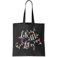 Let's Get Lit Funny Christmas Lights Xmas Maching Pijama TShirt Tote Bag