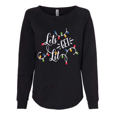 Let's Get Lit Funny Christmas Lights Xmas Maching Pijama TShirt Womens California Wash Sweatshirt