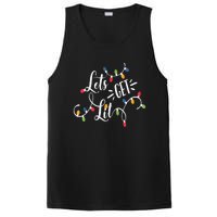 Let's Get Lit Funny Christmas Lights Xmas Maching Pijama TShirt PosiCharge Competitor Tank