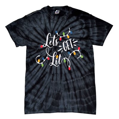 Let's Get Lit Funny Christmas Lights Xmas Maching Pijama TShirt Tie-Dye T-Shirt