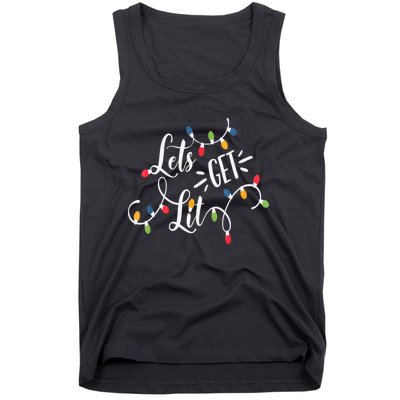 Let's Get Lit Funny Christmas Lights Xmas Maching Pijama TShirt Tank Top