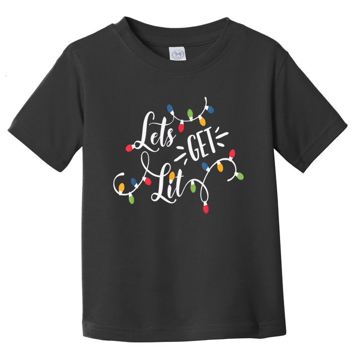 Let's Get Lit Funny Christmas Lights Xmas Maching Pijama TShirt Toddler T-Shirt