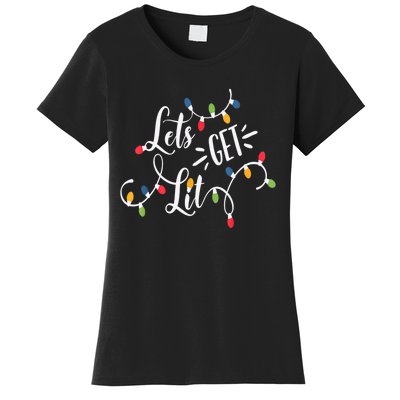 Let's Get Lit Funny Christmas Lights Xmas Maching Pijama TShirt Women's T-Shirt