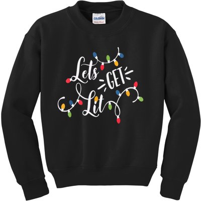 Let's Get Lit Funny Christmas Lights Xmas Maching Pijama TShirt Kids Sweatshirt