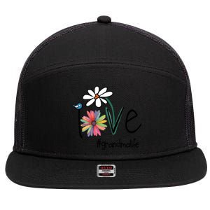 Love Grandma Life Art Flower Funny Gift 7 Panel Mesh Trucker Snapback Hat