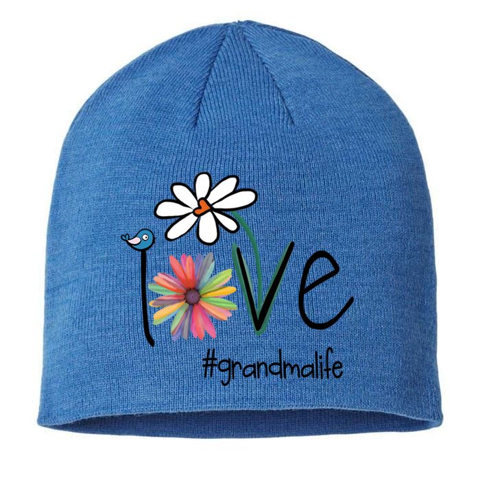 Love Grandma Life Art Flower Funny Gift Sustainable Beanie