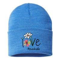 Love Grandma Life Art Flower Funny Gift Sustainable Knit Beanie