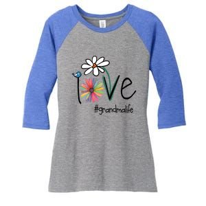 Love Grandma Life Art Flower Funny Gift Women's Tri-Blend 3/4-Sleeve Raglan Shirt