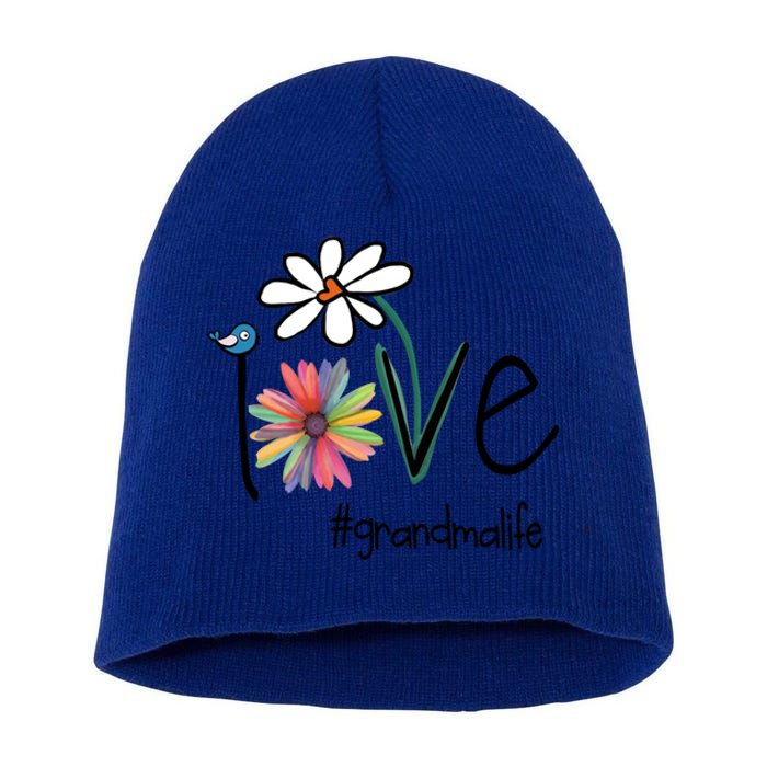 Love Grandma Life Art Flower Funny Gift Short Acrylic Beanie