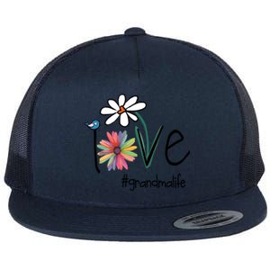 Love Grandma Life Art Flower Funny Gift Flat Bill Trucker Hat