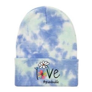 Love Grandma Life Art Flower Funny Gift Tie Dye 12in Knit Beanie