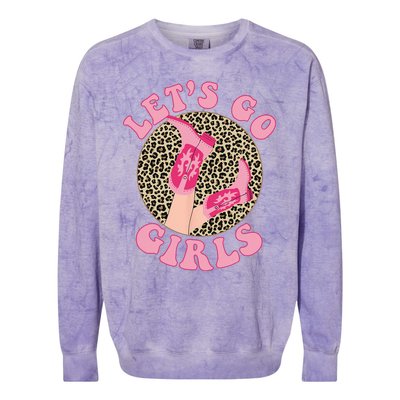 Lets Go Leopard Cowgirl Boots Bachelorette Party Colorblast Crewneck Sweatshirt