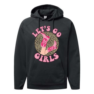 Lets Go Leopard Cowgirl Boots Bachelorette Party Performance Fleece Hoodie