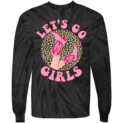 Lets Go Leopard Cowgirl Boots Bachelorette Party Tie-Dye Long Sleeve Shirt