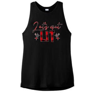 Lets Get Lit Christmas Holiday Party Ladies PosiCharge Tri-Blend Wicking Tank