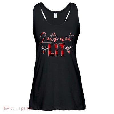 Lets Get Lit Christmas Holiday Party Ladies Essential Flowy Tank