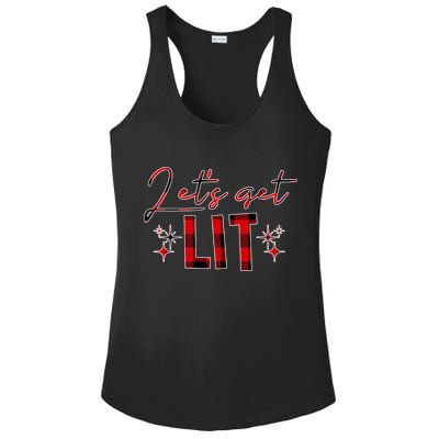Lets Get Lit Christmas Holiday Party Ladies PosiCharge Competitor Racerback Tank