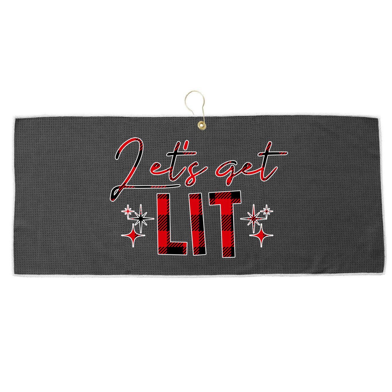 Lets Get Lit Christmas Holiday Party Large Microfiber Waffle Golf Towel