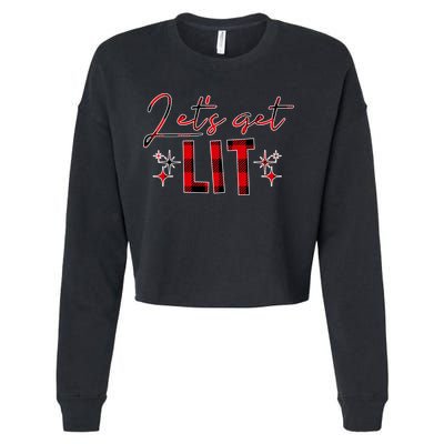 Lets Get Lit Christmas Holiday Party Cropped Pullover Crew