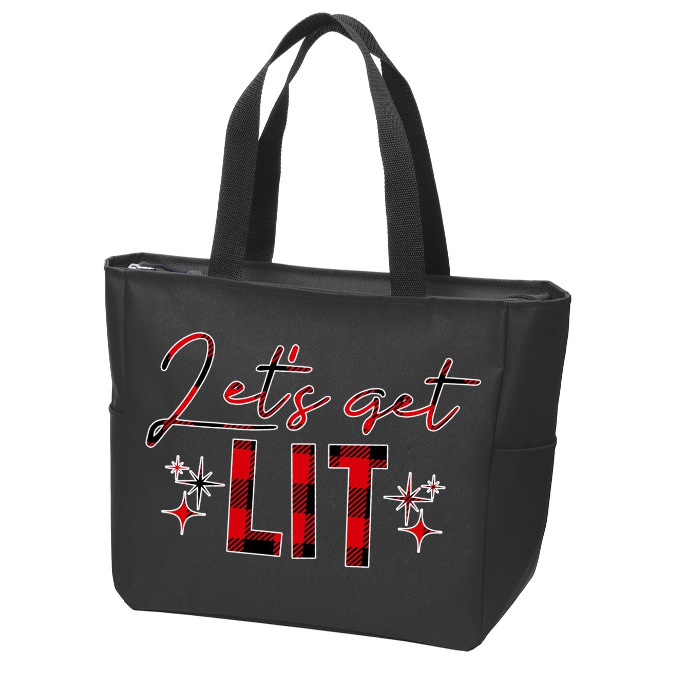 Lets Get Lit Christmas Holiday Party Zip Tote Bag