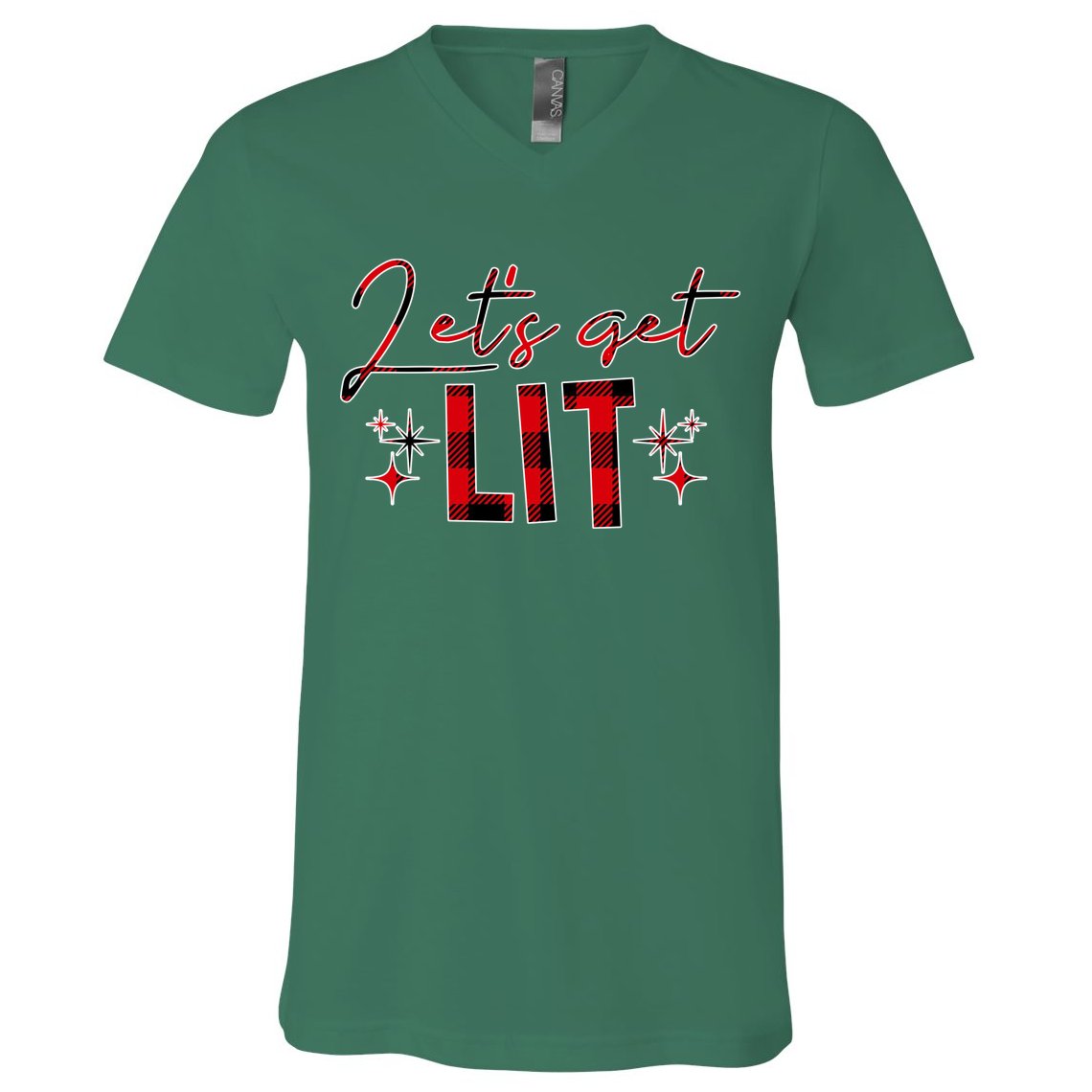 Lets Get Lit Christmas Holiday Party V-Neck T-Shirt
