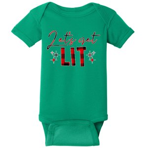 Lets Get Lit Christmas Holiday Party Baby Bodysuit