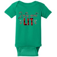 Lets Get Lit Christmas Holiday Party Baby Bodysuit